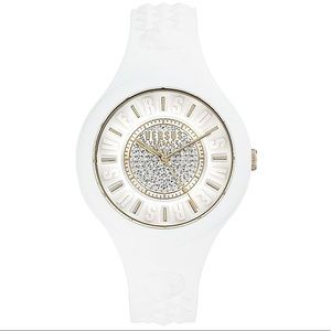Women’s White Versus Versace Silicone & Stainless Steel Crystal-Studded Watch